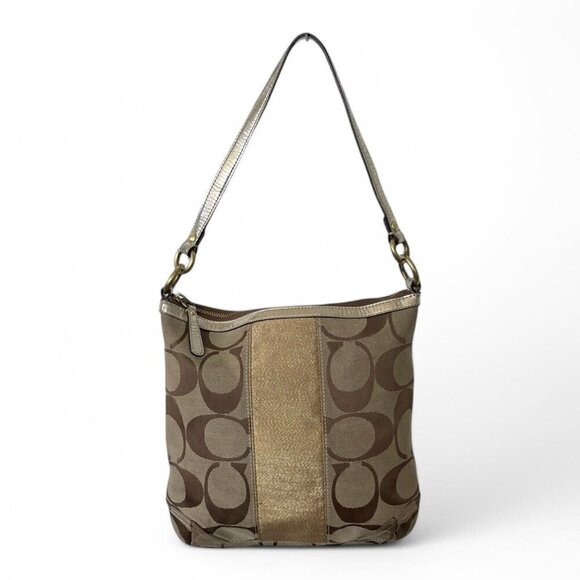coach Handbags - Vintage Coach Signature Metallic Gold Hobo Bag